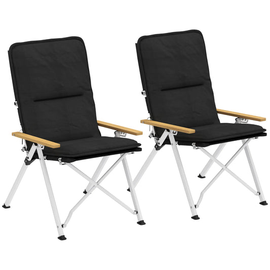 Portable Folding Camp Chairs 2 Pack, Padded Seat, High Back Recliner, Black Picnic Tables & Camping Chairs Black at Gallery Canada
