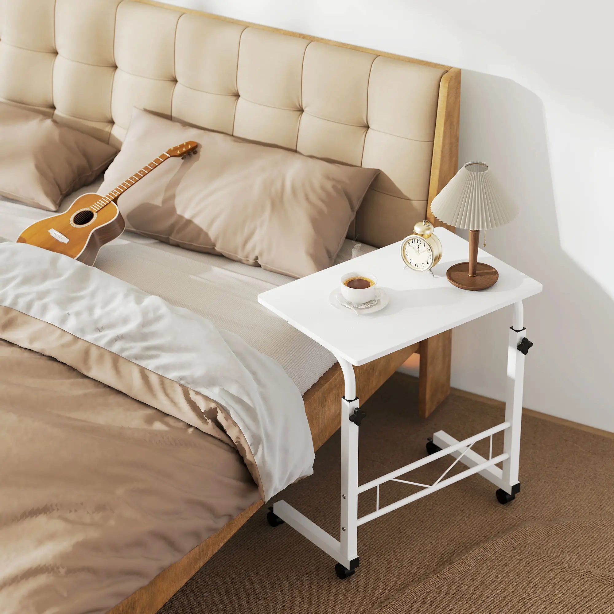 Mobile Standing Desk, Adjustable Height, 23.5 Inch, White Side Tables at Gallery Canada