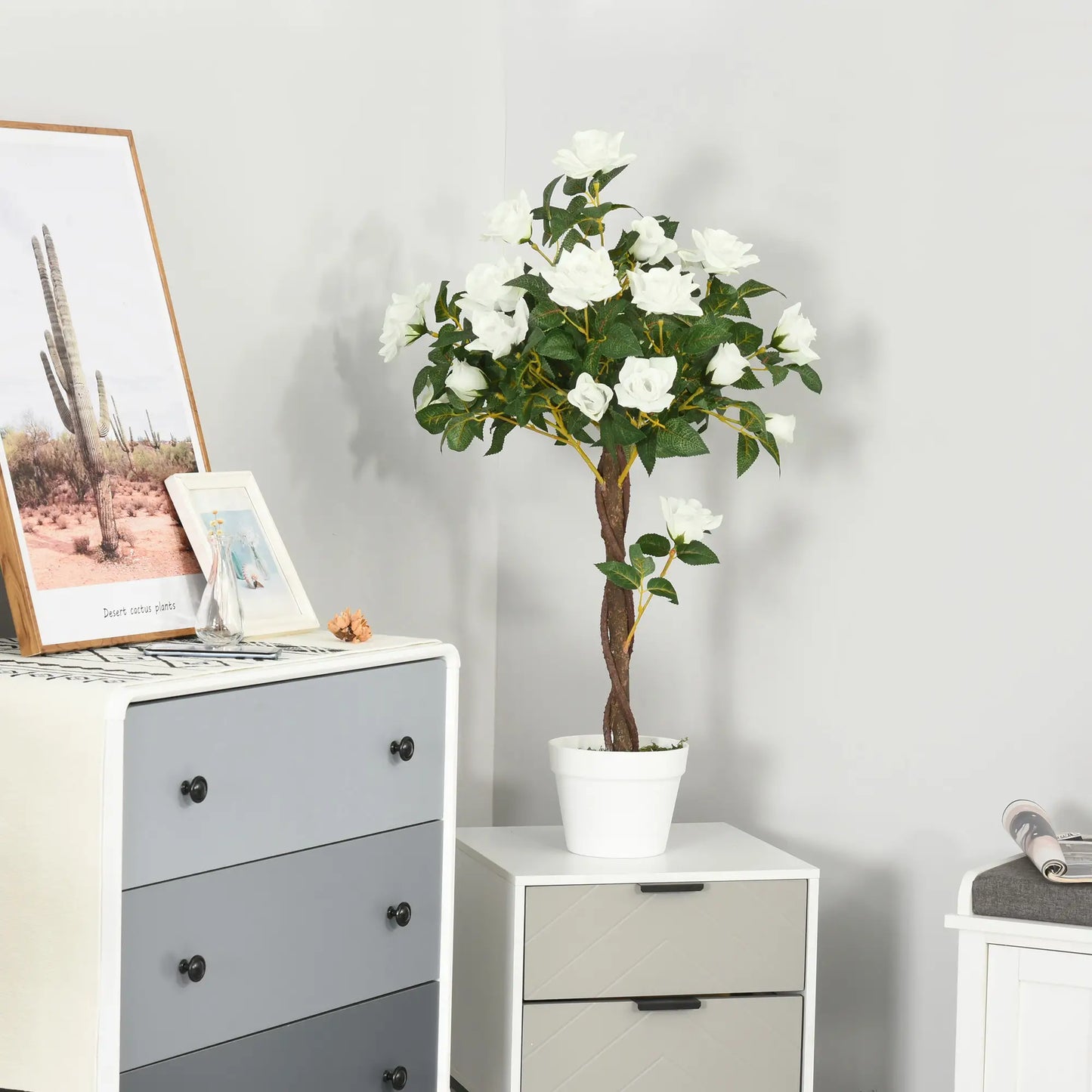 3FT White Rose Artificial Plant In Pot, Fake Plant For Indoor Decor, White Artificial Trees at Gallery Canada