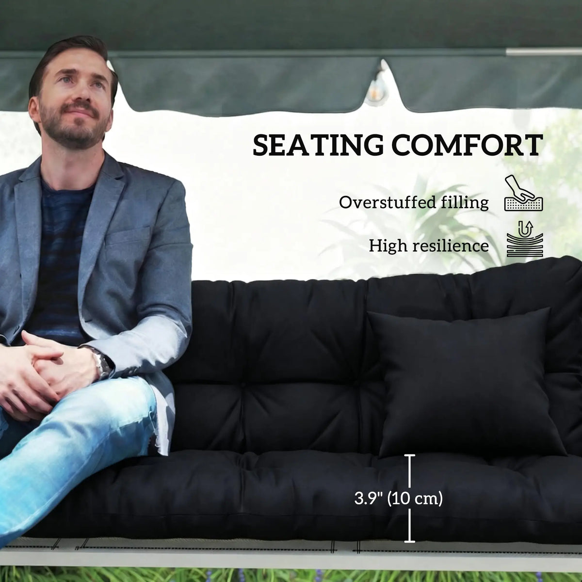 4-Piece Patio Chair Cushion Set, With Ties, Black Patio Chair Cushions at Gallery Canada