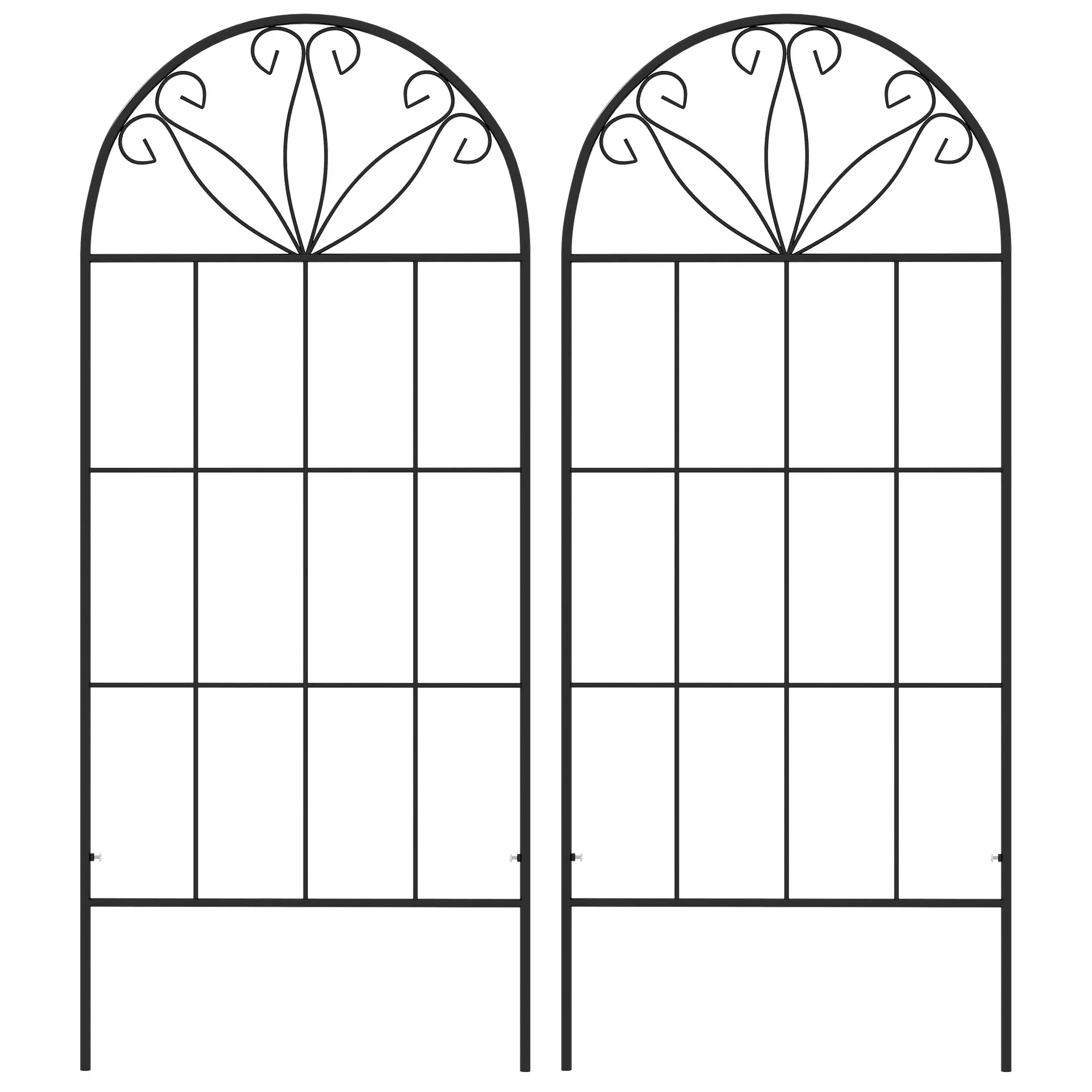 Metal Garden Trellis, Pack of 2, Arched Grid, 20