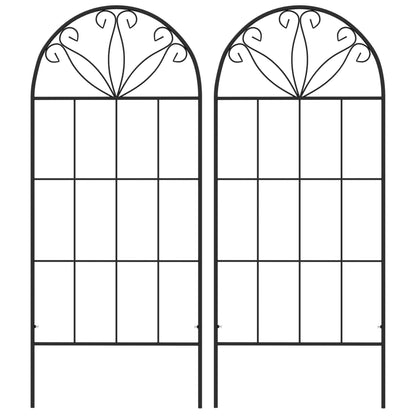 Metal Garden Trellis, Pack of 2, Arched Grid, 20" x 47", Black Plant Stands Black at Gallery Canada