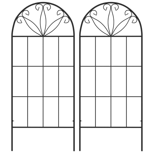 Metal Garden Trellis, Pack of 2, Arched Grid, 20" x 47", Black Plant Stands Black at Gallery Canada