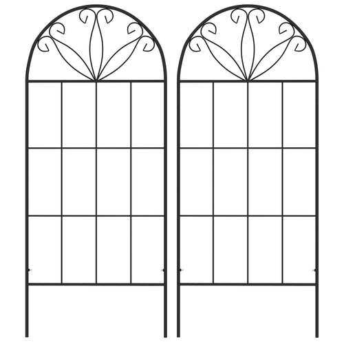 Metal Garden Trellis, Pack of 2, Arched Grid, 20