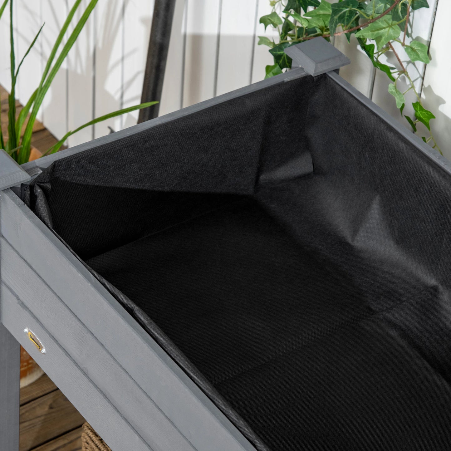 Mobile Raised Garden Bed, Wood Planter Box w/ Wheels, Storage Shelf, Dark Grey Elevated Garden Beds at Gallery Canada