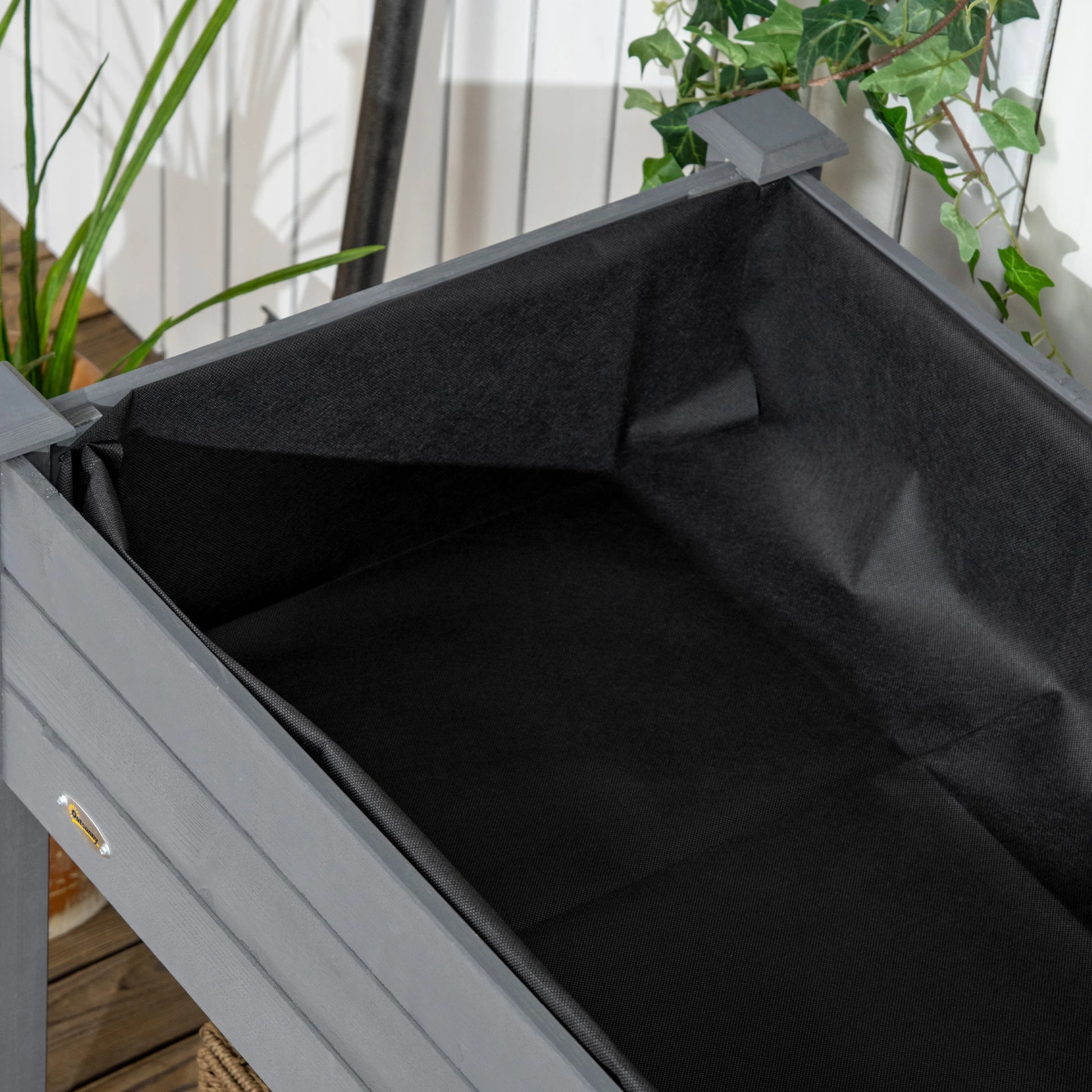 Mobile Raised Garden Bed, Wood Planter Box w/ Wheels, Storage Shelf, Dark Grey Elevated Garden Beds at Gallery Canada