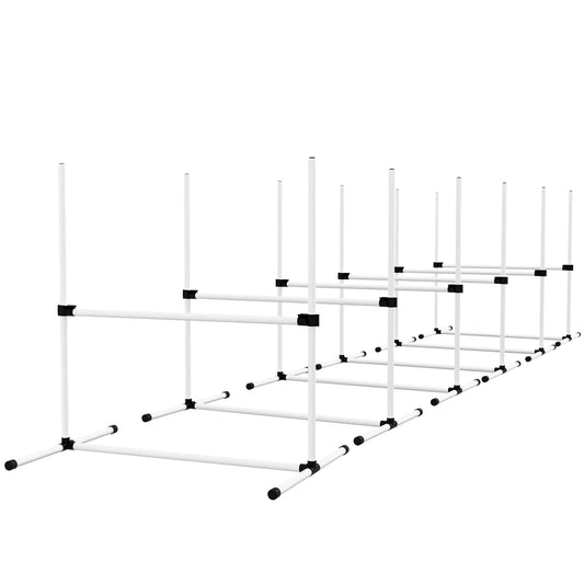 6 Pc Dog Agility Training Kit, Adjustable Jump Bar, White Dog Agility Training Equipment White at Gallery Canada