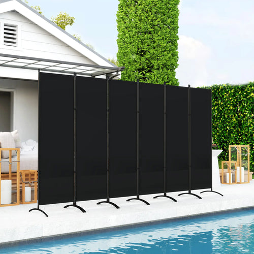 6 Panel Folding Room Divider, UV30+ Privacy Screen, Black