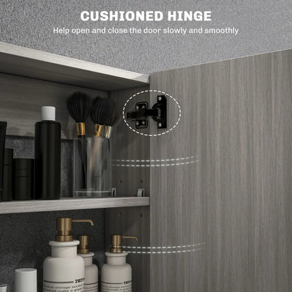 Wall-Mounted Bathroom Mirror Cabinet, Double Doors, Adjustable Shelf, Grey Mirror Medicine Cabinets at Gallery Canada