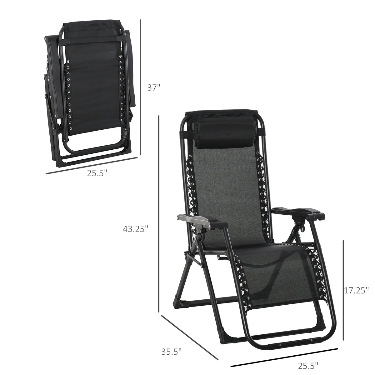 Zero Gravity Reclining Chair, Adjustable Backrest, Folding Sun Lounger, Removable Cushion, Light Grey
