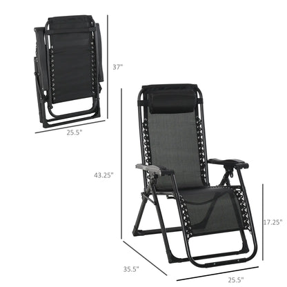 Zero Gravity Reclining Chair, Adjustable Backrest, Folding Sun Lounger, Removable Cushion, Light Grey