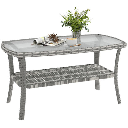Outdoor Coffee Table With Storage, PE Wicker With Glass Top, Dark Grey Patio Side Tables at Gallery Canada