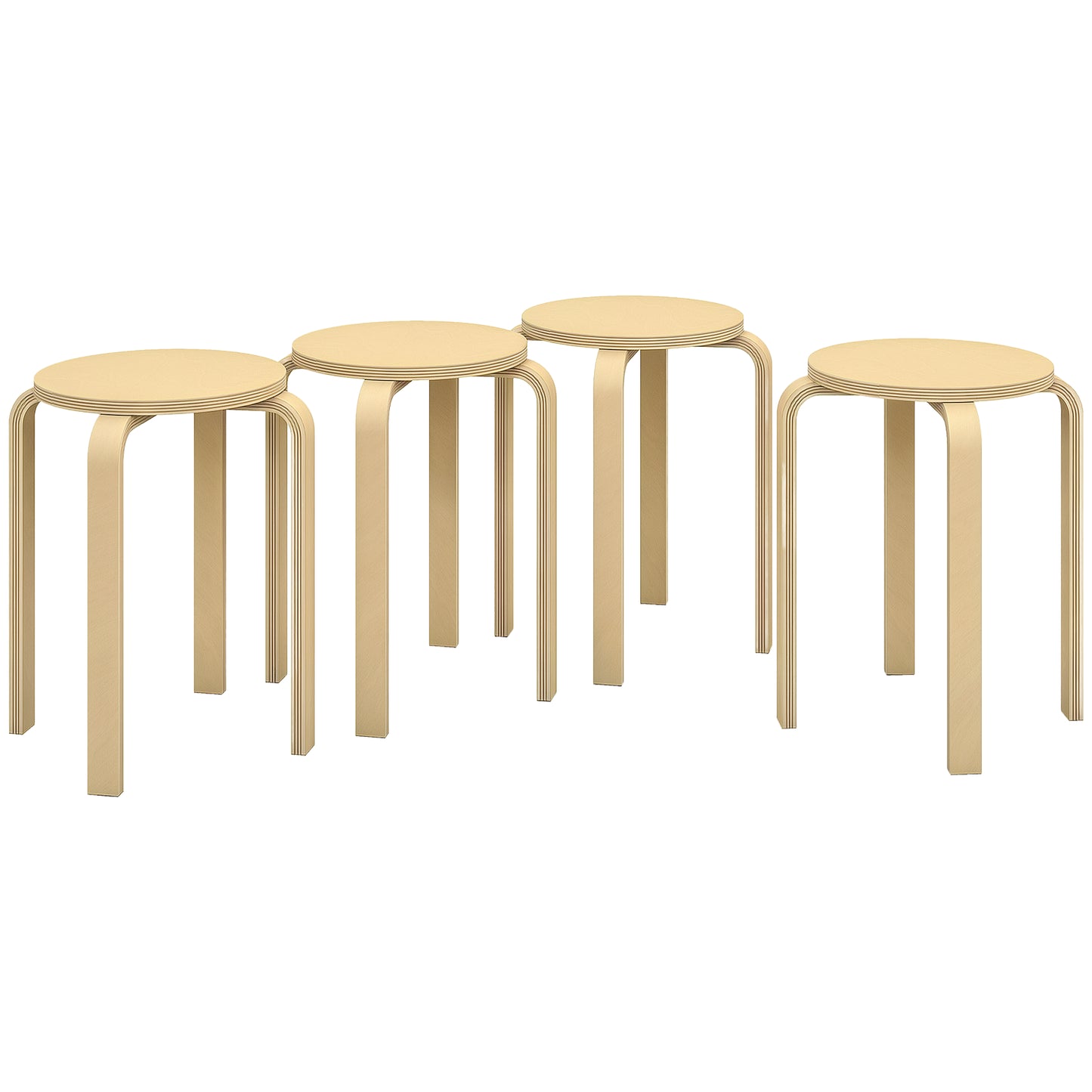 Round Stackable Chairs Set of 4, 18-Inch Backless Stacking Stools for Kitchen, Dining Room, Office, Outdoors Bar Stools at Gallery Canada