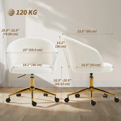 Office Chair, Teddy Fleece Upholstered Vanity Desk Chair, Cream White Task Chairs at Gallery Canada