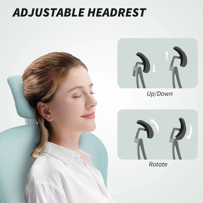 Mesh Office Chair, Adjustable Headrest, 4D Lumbar Support, Flip-Up Arm, Light Green Task Chairs at Gallery Canada