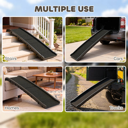 61 Inches Folding Pet Ramp, Frosted Surface, Raised Side Rails Dog Stairs at Gallery Canada