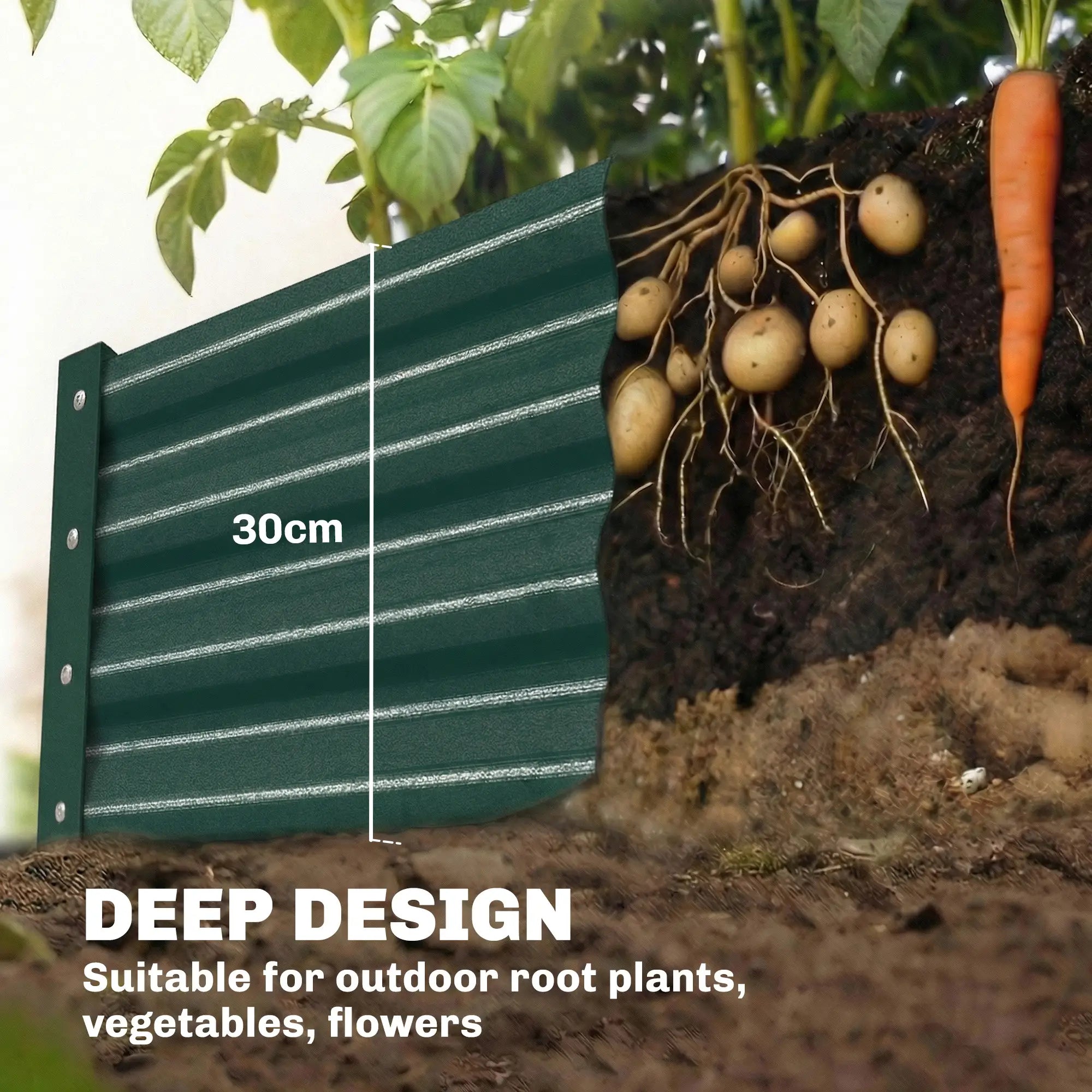 8 x 4 x 1ft Galvanized Raised Garden Bed, Reinforced Outdoor Planter Box, Green Galvanized Planter Boxes at Gallery Canada