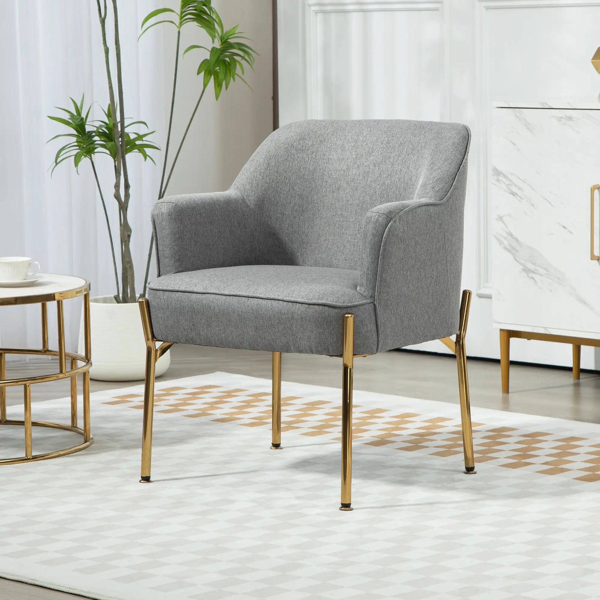 Modern Fabric Armchair, Metal Legs, Living Room, Bedroom, Home Office, Grey Sofas & Reclining Chairs at Gallery Canada