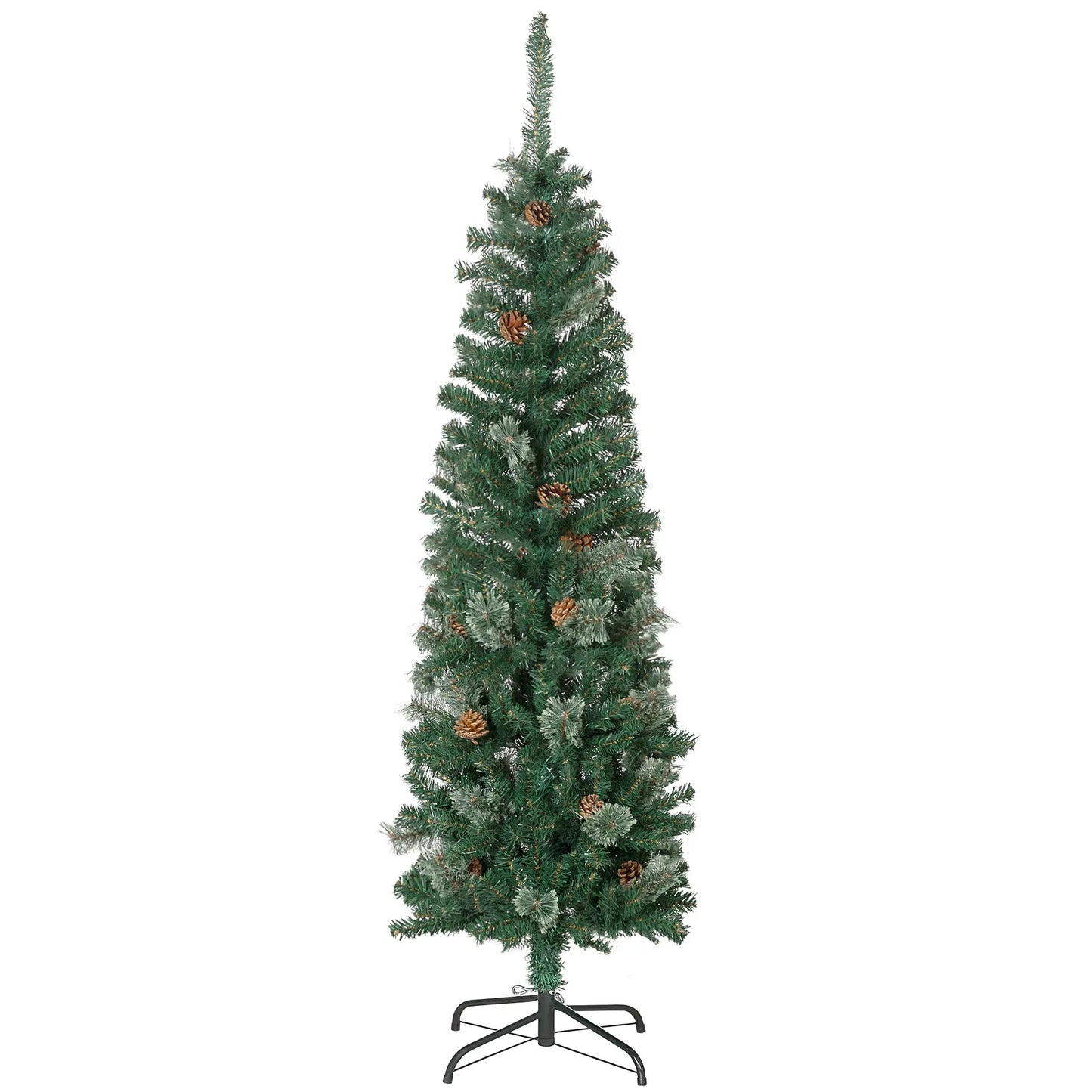 5ft Pencil Christmas Tree, Artificial with Pine Needles, Realistic Branches, Pine Cones, Green Pencil Christmas Trees Green at Gallery Canada
