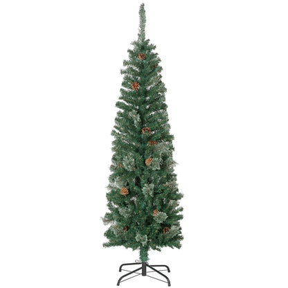 5ft Pencil Christmas Tree, Artificial with Pine Needles, Realistic Branches, Pine Cones, Green Pencil Christmas Trees Green at Gallery Canada