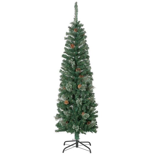 5ft Pencil Christmas Tree, Artificial with Pine Needles, Realistic Branches, Pine Cones, Green Pencil Christmas Trees Green at Gallery Canada