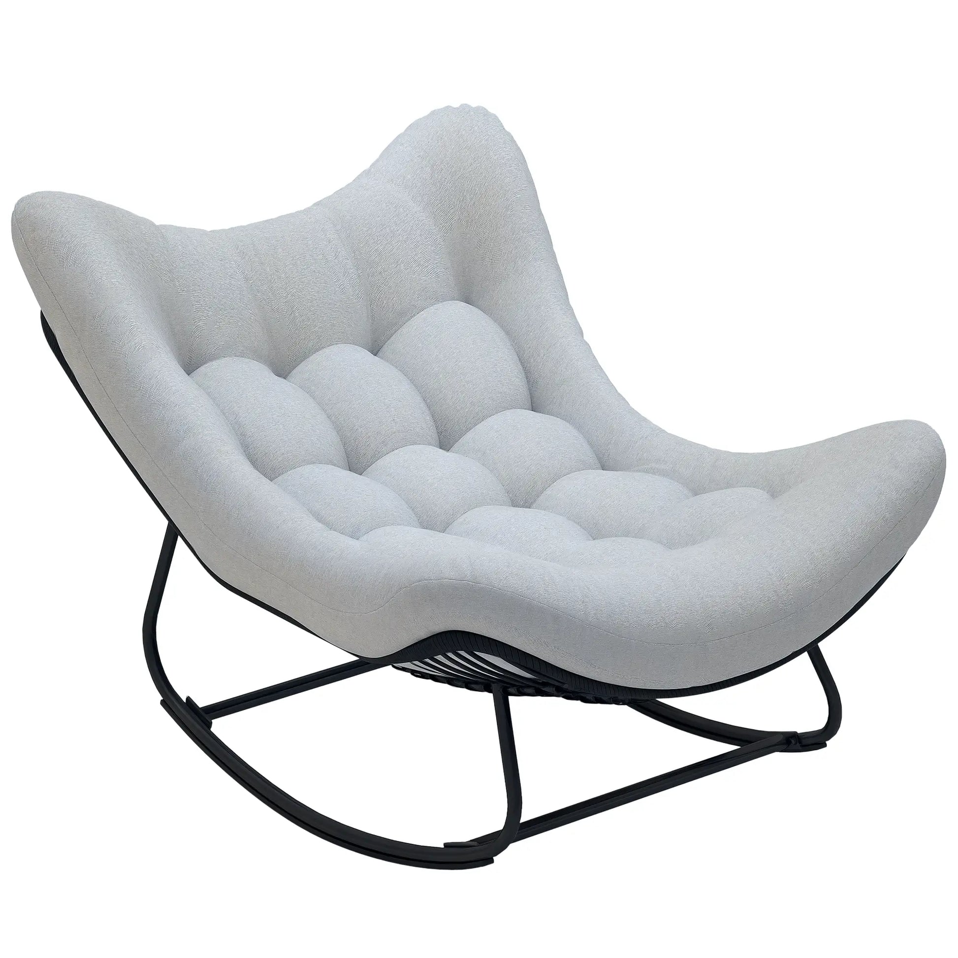 Oversized Rattan Egg Chair, Outdoor Rocking Chair with Cushion, Dark Grey Patio Chairs at Gallery Canada