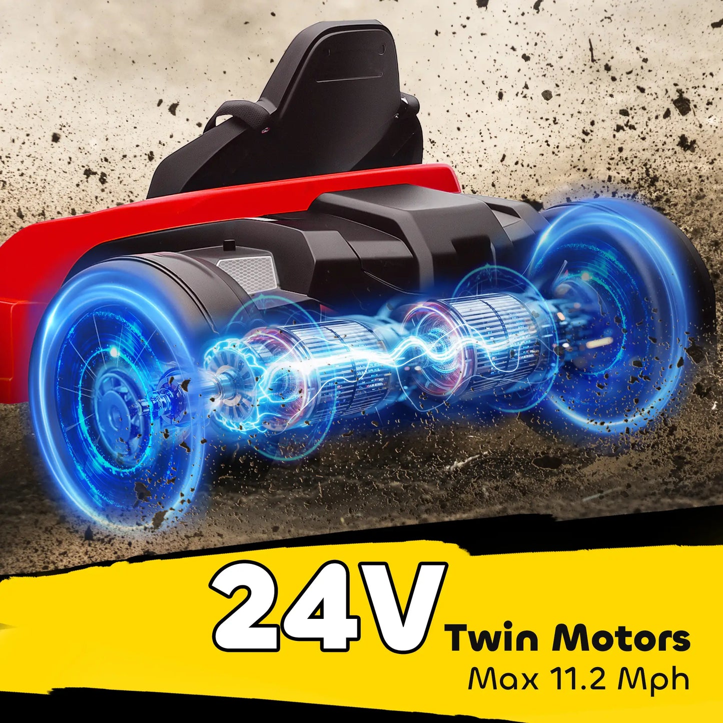 24V Electric Go Kart, Dual 150W Motors, Adjustable Seat, 11.2MPH, Red Electric Ride-On Toys at Gallery Canada