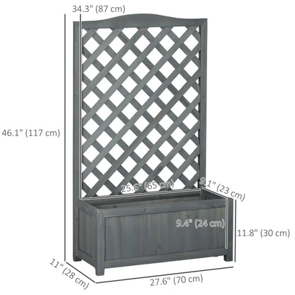 Wood Planter With Trellis, Raised Garden Bed, 28" x 11" x 46", Grey Wooden Planter Boxes at Gallery Canada