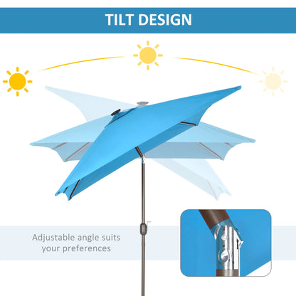 6.5x10ft Rectangle Solar Tilt Umbrella, Aluminum, LEDs, Turquoise Sun Umbrellas at Gallery Canada