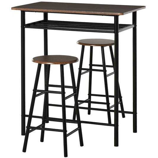 3-Piece Counter Height Bar Table Set, 1 Table 2 Stools, Black Oak, Black Bar Sets Black, Oak Brown at Gallery Canada