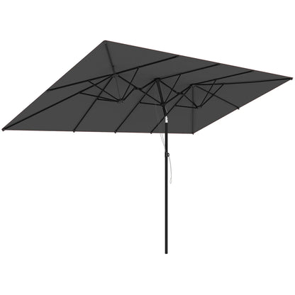 Double-Sided Patio Umbrella With Tilt, Adjustable Height, Vents, 12 Ribs, Grey Double-sided Umbrellas at Gallery Canada