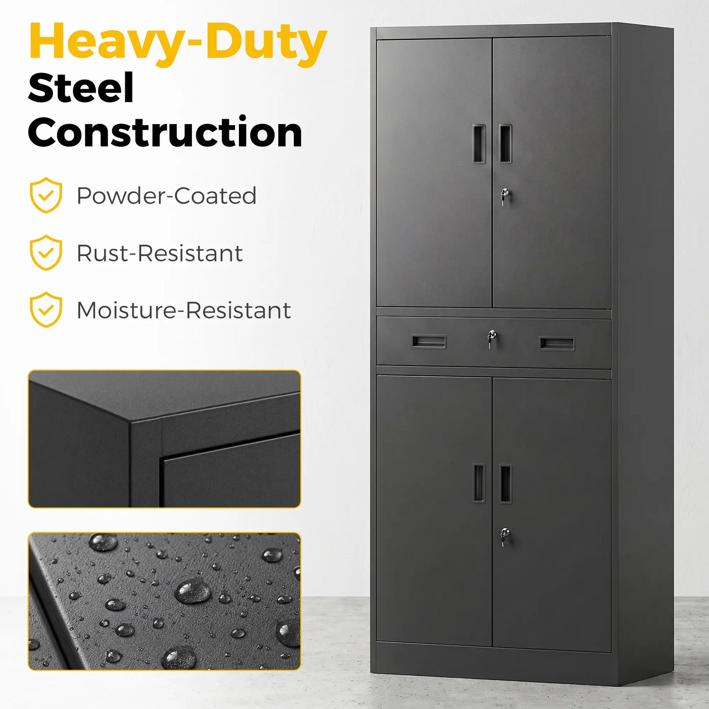 Metal Storage Cabinet With Locking Doors, 71" Tall Tool Organizers at Gallery Canada