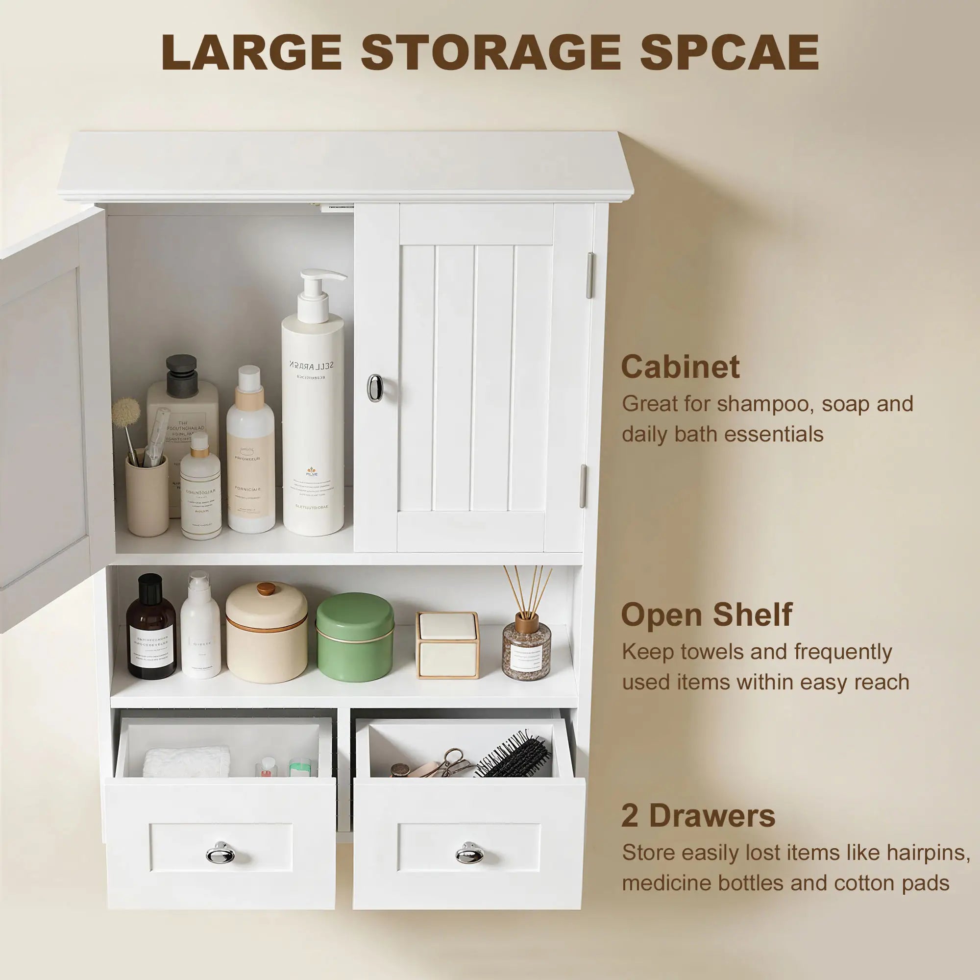 Bathroom Wall Cabinet, Medicine Cabinet, Over Toilet Storage, White Wall Mounted Cabinets at Gallery Canada