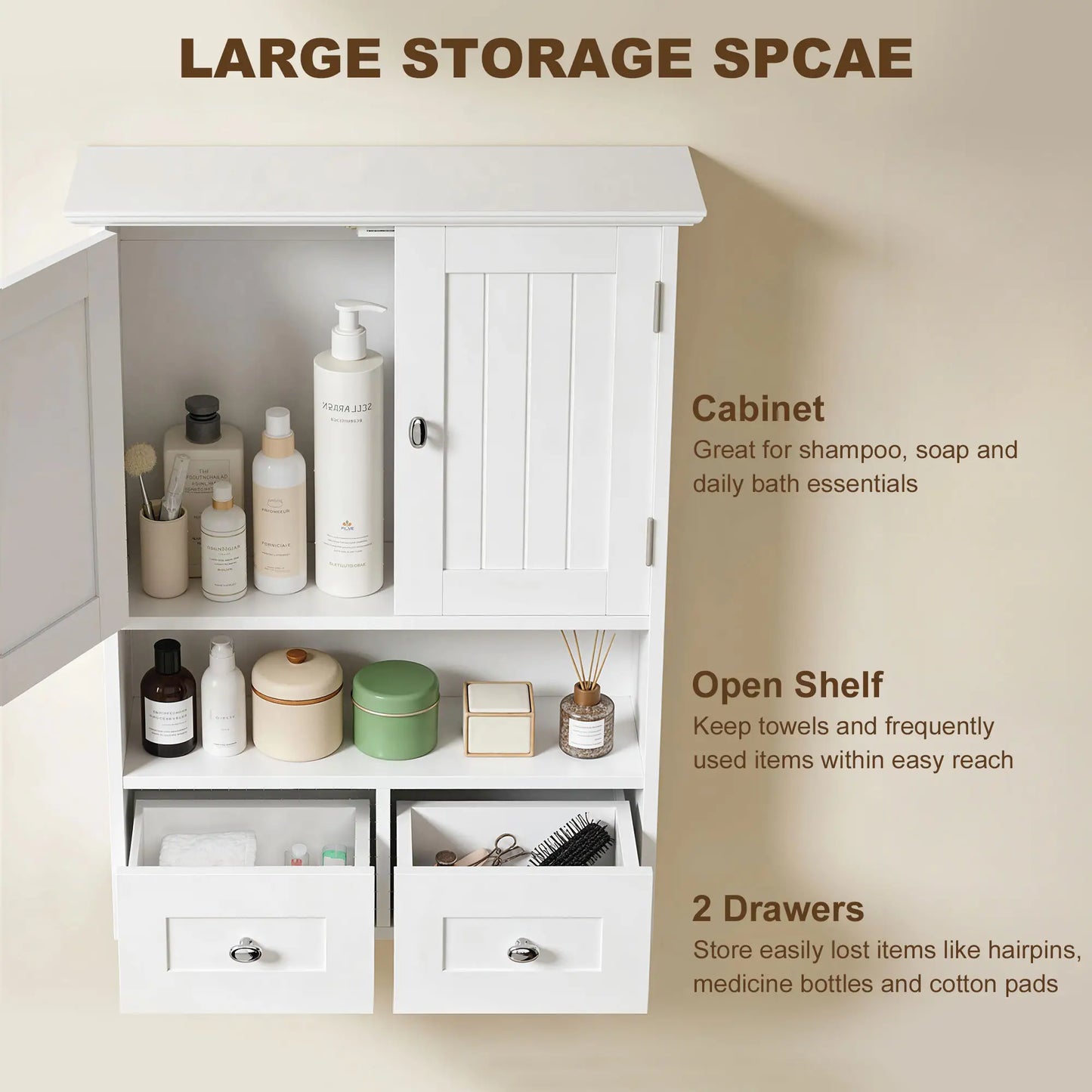 Bathroom Wall Cabinet, Medicine Cabinet, Over Toilet Storage, White Wall Mounted Cabinets at Gallery Canada