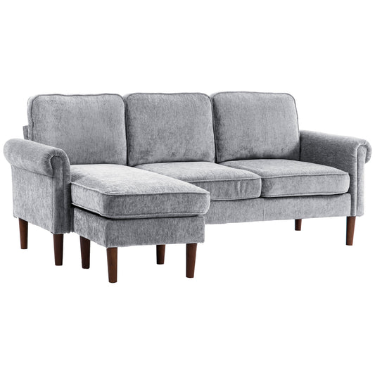 L Shape Sofa, Modern Sectional Couch with Reversible Chaise Lounge, Wooden Legs, Corner Sofa for Living Room, Grey - Gallery Canada