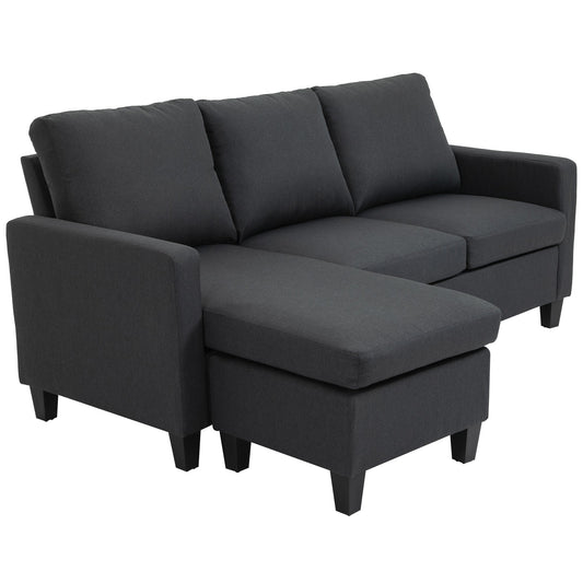 L-Shape Sofa, Modern Sectional Couch with Reversible Ottoman, Convertible Corner Sofa for Living Room, Dark Grey at Gallery Canada