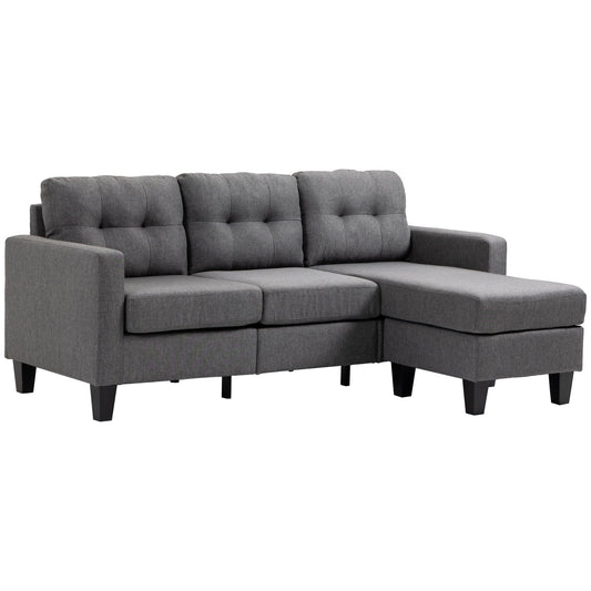 L-shaped Sofa, Chaise Lounge, Furniture, 3 Seater Couch with Switchable Ottoman, Corner Sofa with Thick Padded Cushion for Living Room, Office, Grey at Gallery Canada