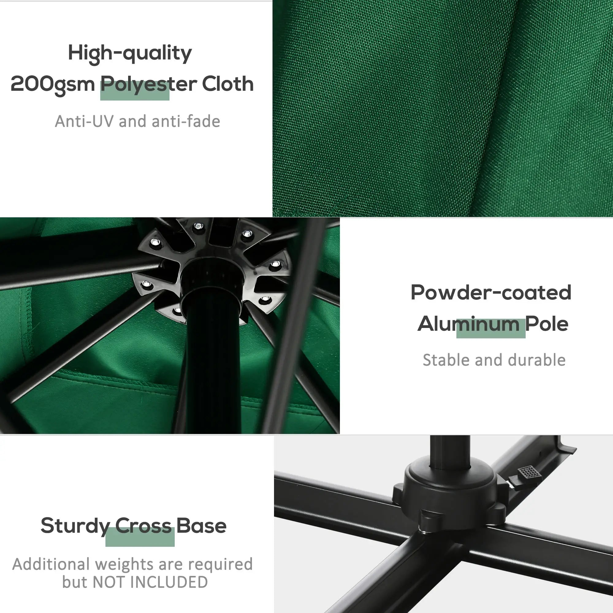 8' x 8' Square Cantilever Umbrella, 360° Rotation, Aluminum, Green Cantilever Umbrellas at Gallery Canada