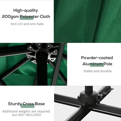 8' x 8' Square Cantilever Umbrella, 360° Rotation, Aluminum, Green Cantilever Umbrellas at Gallery Canada