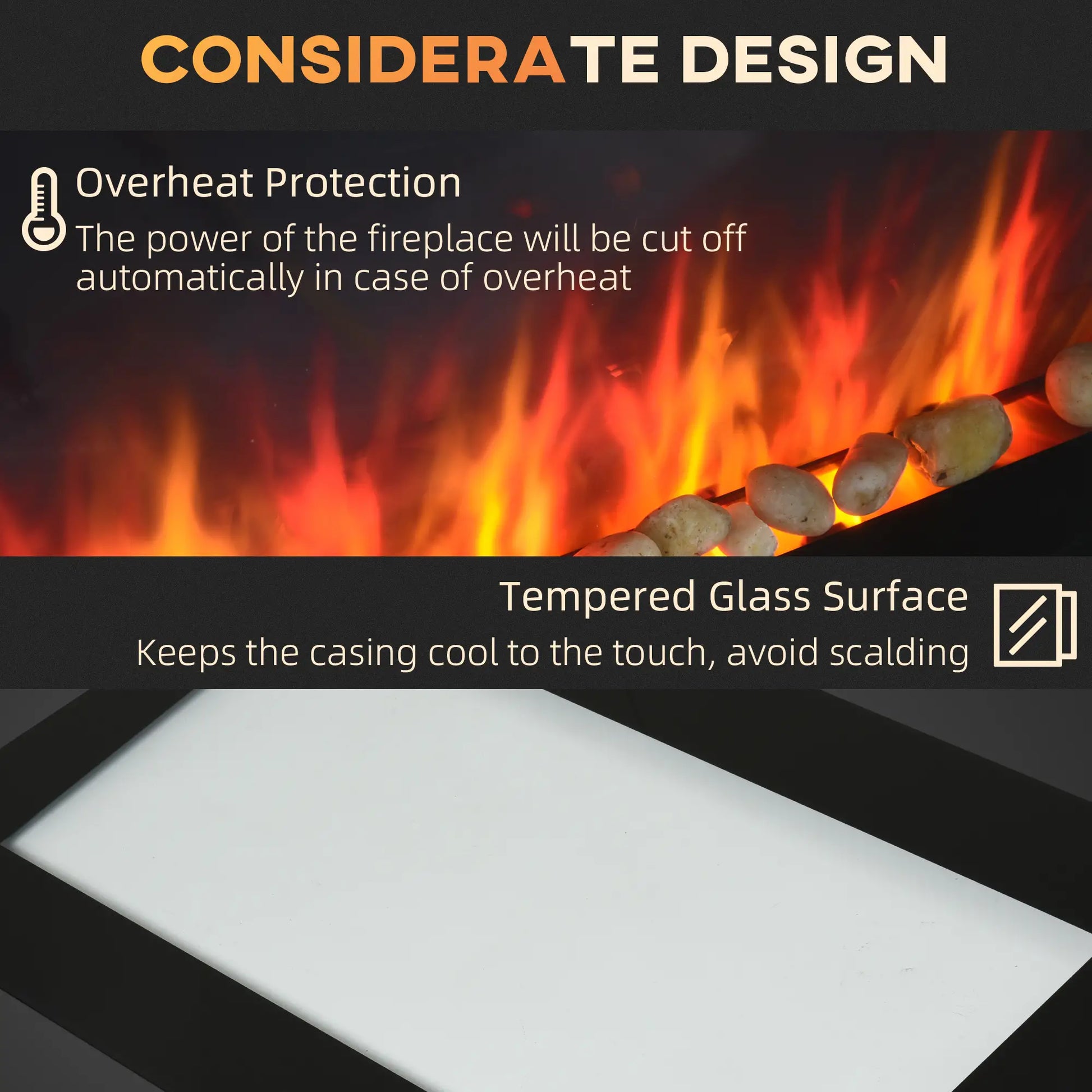 Wall Mounted Fireplace, 28.5 Inch Electric, LED Flame Effect, 7 Colors, Black Electric Fireplaces at Gallery Canada