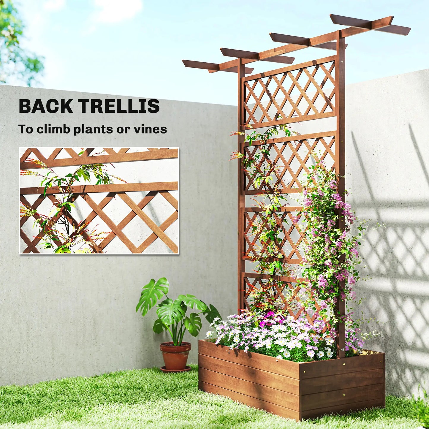 Wooden Planter with Trellis, Raised Garden Bed, Orange Raised Garden Beds at Gallery Canada