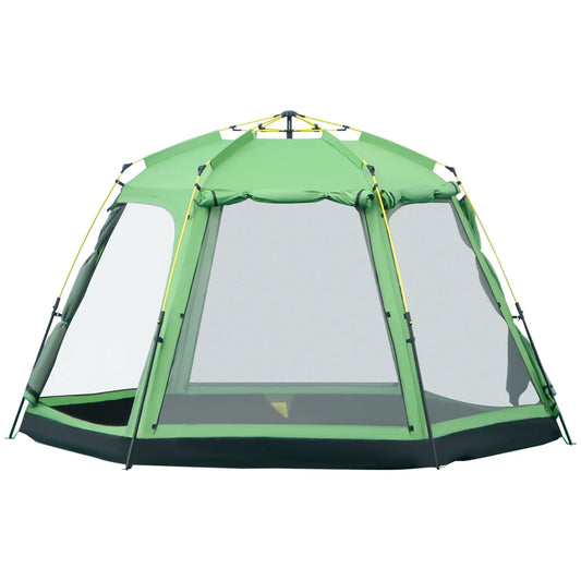 6 Person Instant Tent, 2-Tier Fabric, 4 Windows 2 Doors, Green Camping Tents Green, Black at Gallery Canada