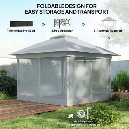 12' x 12' Foldable Pop-Up Party Tent, Canopy Sun Shade, Light Grey Pop Up Canopies at Gallery Canada