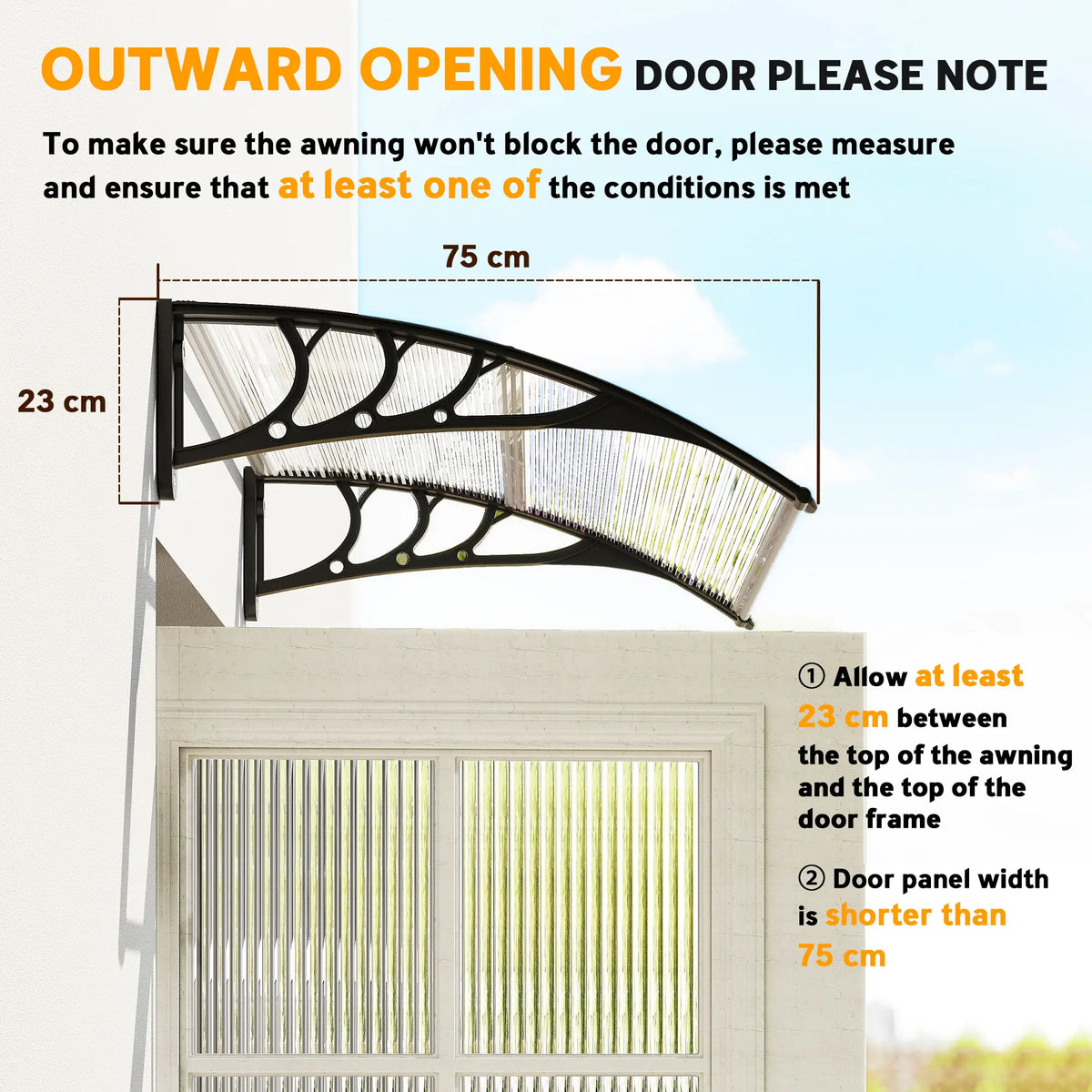 Polycarbonate Window Awning Canopy, 30" x 50", White Door Awnings at Gallery Canada