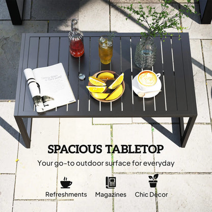 Outdoor Coffee Table, Slatted Tabletop, Adjustable Foot Pads, Black Patio Side Tables at Gallery Canada