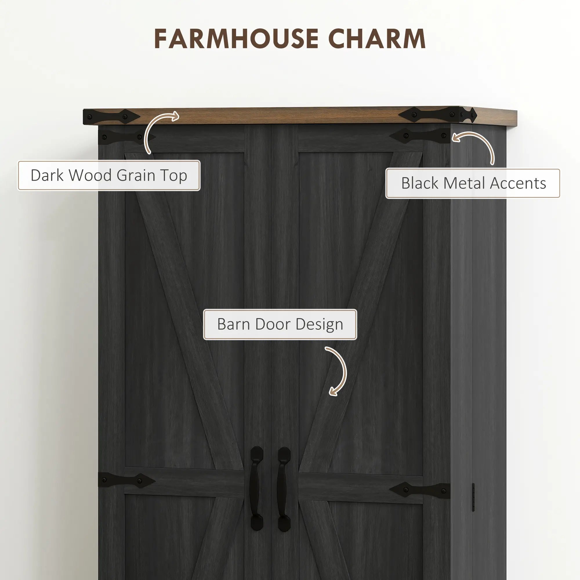 47 Inch Kitchen Pantry Cabinet, Adjustable Shelves, Black Kitchen Pantry Cabinets at Gallery Canada