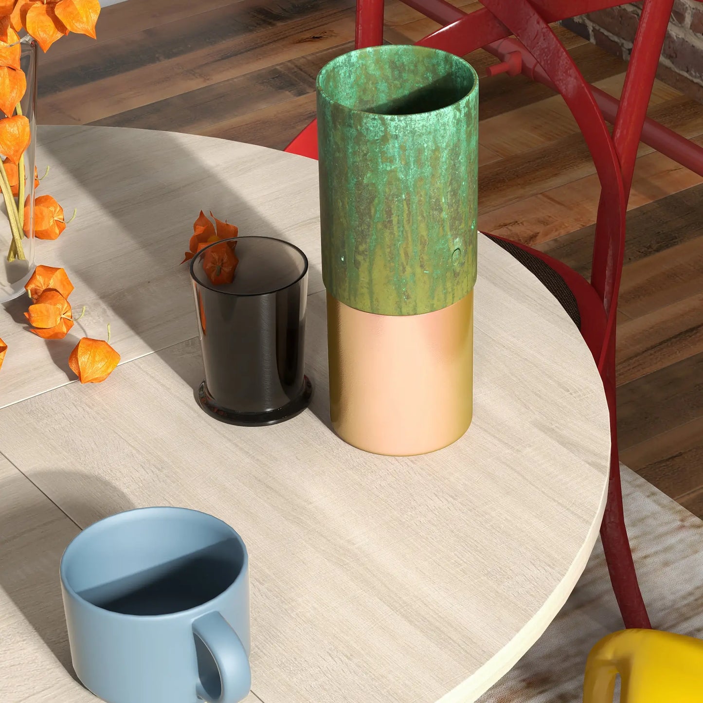 Round Kitchen Table, 39.4 Inch, Storage Shelves, Oak Dining Tables at Gallery Canada