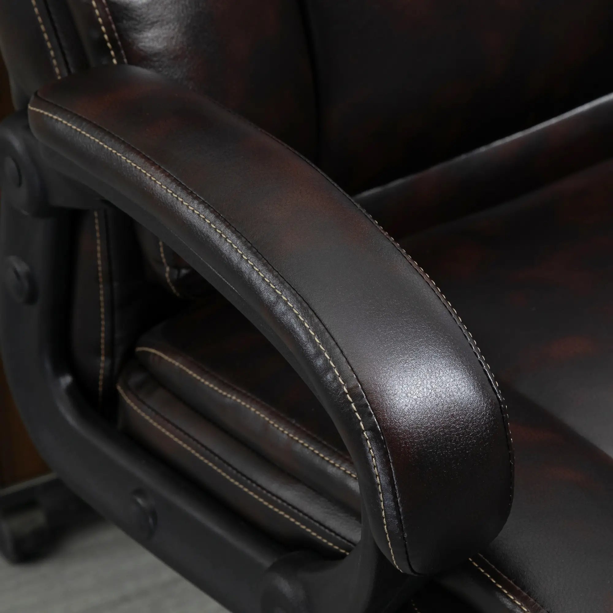 PU Leather Executive Office Chair, High Back, Adjustable Height, Swivel Wheels, 400LBS, Brown Executive & Manager Chairs at Gallery Canada