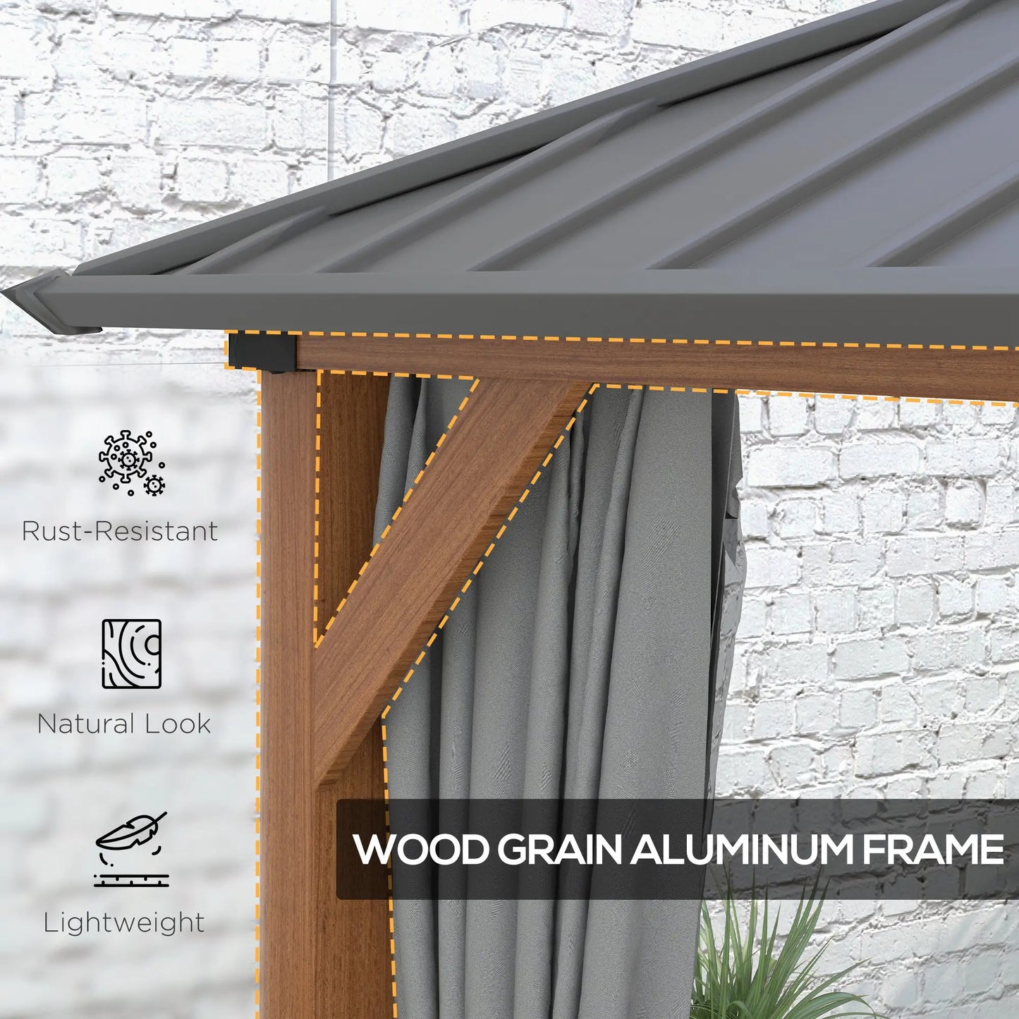 13' x 10' Hardtop Gazebo, Netting Sidewalls, Galvanized Steel, Garden Canopy Gazebos at Gallery Canada