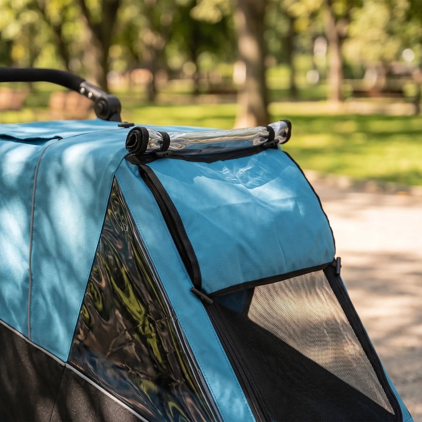 3-in-1 Bike Trailer for Kids, Baby Stroller and Jogger, Foldable Child Bicycle Trailer with Reclining Seat, Blue Kids Bike Trailers at Gallery Canada